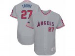 Los Angeles Angels of Anaheim #27 Mike Trout Grey Stars & Stripes Authentic Collection Flex Base MLB Jersey