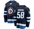 Winnipeg Jets #58 Jansen Harkins Fanatics Branded Navy Blue Home Breakaway NHL Jersey