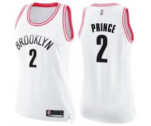 Women\'s Brooklyn Nets #2 Taurean Prince Swingman White Pink Fashion Basketball Jersey