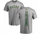 Milwaukee Bucks #34 Giannis Antetokounmpo Ash Backer T-Shirt