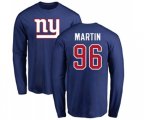 New York Giants #96 Kareem Martin Royal Blue Name & Number Logo Long Sleeve T-Shirt