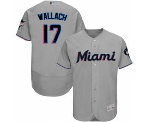 Miami Marlins Chad Wallach Grey Road Flex Base Authentic Collection Baseball Player Jersey