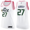 Women's Utah Jazz #27 Rudy Gobert Swingman White Pink Fashion NBA Jersey