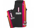 Miami Heat #1 Chris Bosh Authentic Black ABA Hardwood Classic Basketball Jersey