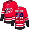 Carolina Hurricanes #28 Elias Lindholm Authentic Red USA Flag Fashion NHL Jersey