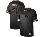 Pittsburgh Pirates #21 Roberto Clemente Authentic Black Gold Fashion Baseball Jersey