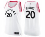Women's Toronto Raptors #20 Dewan Hernandez Swingman White Pink Fashion Basketball Jersey