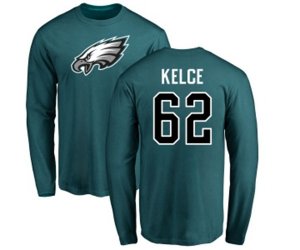 Philadelphia Eagles #62 Jason Kelce Green Name & Number Logo Long Sleeve T-Shirt