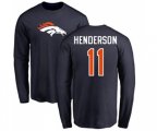 Denver Broncos #11 Carlos Henderson Navy Blue Name & Number Logo Long Sleeve T-Shirt