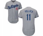 Los Angeles Dodgers #11 A. J. Pollock Grey Road Flex Base Authentic Collection Baseball Jersey
