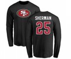 San Francisco 49ers #25 Richard Sherman Black Name & Number Logo Long Sleeve T-Shirt