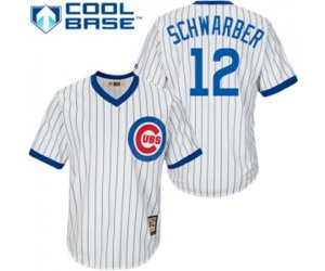 Chicago Cubs #12 Kyle Schwarber Replica White Home Cooperstown MLB Jersey