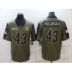 Pittsburgh Steelers #43 Troy Polamalu Nike Olive 2021 Salute To Service Limited Player Jersey