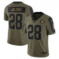 Las Vegas Raiders #28 Josh Jacobs Nike Olive 2021 Salute To Service Limited Player Jersey