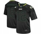 Green Bay Packers #12 Aaron Rodgers Elite Lights Out Black Football Jersey