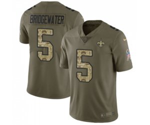 New Orleans Saints #5 Teddy Bridgewater Limited Olive Camo 2017 Salute to Service Football Jersey