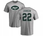 New York Jets #22 Trumaine Johnson Ash Name & Number Logo T-Shirt