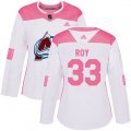Women's Colorado Avalanche #33 Patrick Roy Authentic White Pink Fashion NHL Jersey