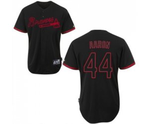 Atlanta Braves #44 Hank Aaron Authentic Black Fashion Baseball Jersey