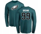 Philadelphia Eagles #99 Jerome Brown Green Name & Number Logo Long Sleeve T-Shirt