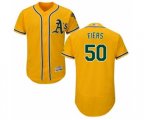 Oakland Athletics Mike Fiers Gold Alternate Flex Base Authentic Collection Baseball Player Jersey