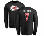 Kansas City Chiefs #7 Harrison Butker Black Name & Number Logo Long Sleeve T-Shirt