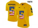 2016 US Flag Fashion-2016 Youth Jordan Brand Michigan Wolverines Jabrill Peppers #5 College Football Limited Jersey - Yellow