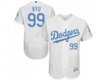 Los Angeles Dodgers #99 Hyun-Jin Ryu White Flexbase Authentic Collection Stitched Baseball Jersey
