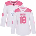 Women Toronto Maple Leafs #18 Ben Smith Authentic White Pink Fashion NHL Jersey