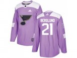Adidas St. Louis Blues #21 Patrik Berglund Purple Authentic Fights Cancer Stitched NHL Jersey