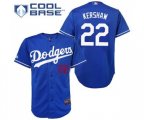 Los Angeles Dodgers #22 Clayton Kershaw Authentic Royal Blue Cool Base Baseball Jersey