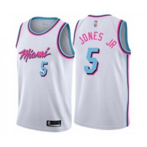 Miami Heat #5 Derrick Jones Jr Authentic White Basketball Jersey - City Edition