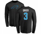 Carolina Panthers #3 Will Grier Black Name & Number Logo Long Sleeve T-Shirt