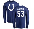 Indianapolis Colts #53 Darius Leonard Royal Blue Name & Number Logo Long Sleeve T-Shirt