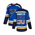 St. Louis Blues #50 Jordan Binnington Authentic Blue USA Flag Fashion Hockey Jersey