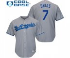 Los Angeles Dodgers #7 Julio Urias Replica Grey Road Cool Base Baseball Jersey