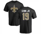 New Orleans Saints #19 Ted Ginn Jr Black Name & Number Logo T-Shirt