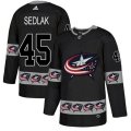 Columbus Blue Jackets #45 Lukas Sedlak Authentic Black Team Logo Fashion NHL Jersey