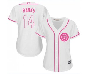 Women\'s Chicago Cubs #14 Ernie Banks Authentic White Fashion Baseball Jersey