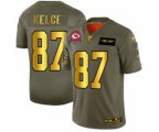 Kansas City Chiefs #87 Travis Kelce Limited Olive Gold 2019 Salute to Service Football Jersey