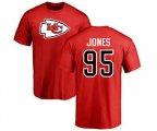 Kansas City Chiefs #95 Chris Jones Red Name & Number Logo T-Shirt