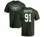New York Jets #91 Bronson Kaufusi Green Name & Number Logo T-Shirt