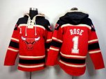 nba chicago bulls #1 rose black-red[pullover hooded sweatshirt]