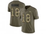 Denver Broncos #18 Peyton Manning Olive Camo Men Stitched NFL Limited 2017 Salute To Service Jersey