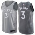 Minnesota Timberwolves #3 Anthony Brown Authentic Gray NBA Jersey - City Edition