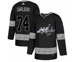 Washington Capitals #74 John Carlson Authentic Black Team Logo Fashion NHL Jersey