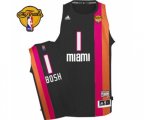 Miami Heat #1 Chris Bosh Swingman Black ABA Hardwood Classic Finals Patch Basketball Jersey