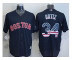 Boston Red Sox #34 David Ortiz Navy Blue USA Flag Fashion Stitched Baseball Jersey