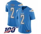 Los Angeles Chargers #2 Easton Stick Electric Blue Alternate Vapor Untouchable Limited Player 100th Season Football Jersey