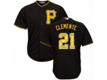 Pittsburgh Pirates #21 Roberto Clemente Authentic Black Team Logo Fashion Cool Base MLB Jersey